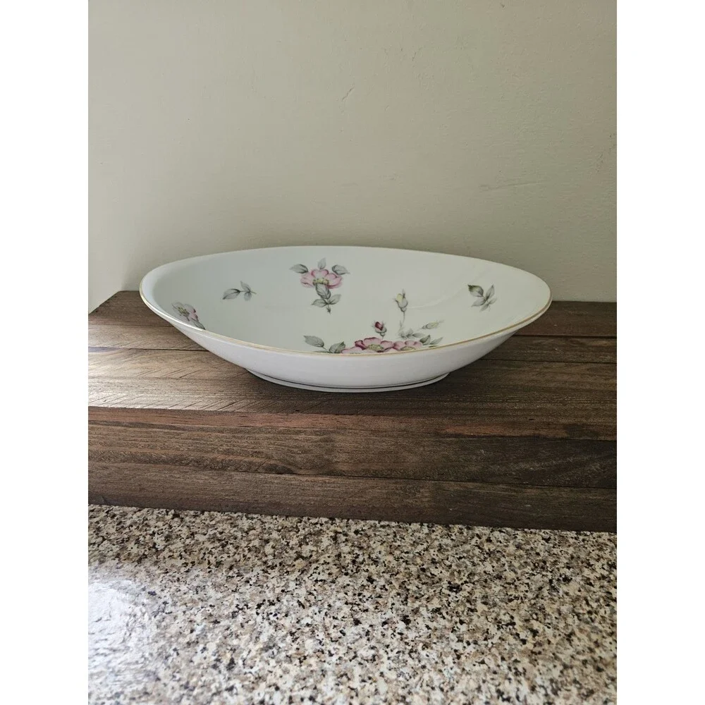 Harvan Fine China Oval Serving Bowl Pattern Prim Rose 10.5 Inches